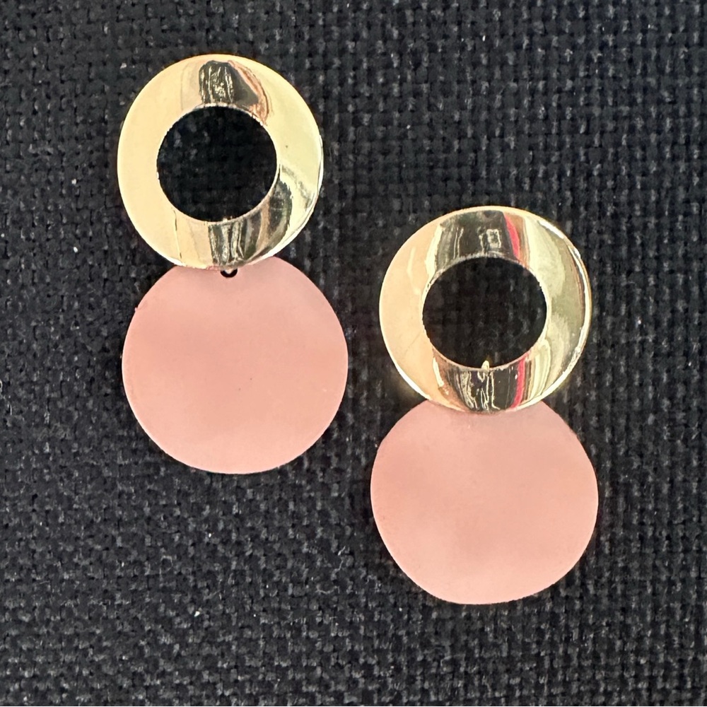 Gold and Pink Dangle Earrings